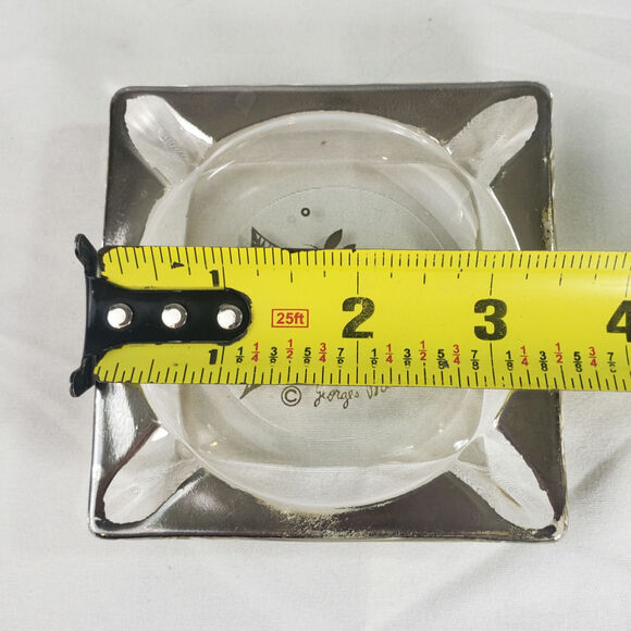 3 Mid Century Modern Georges Briard Glass Ashtrays with Sterling Silver Overlay - Picture 8 of 8